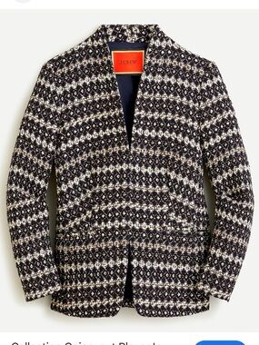 J. Crew Black and White Tweed Open-Front Blazer